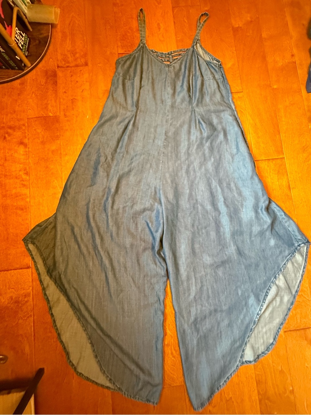 For The Republic Tencel Denim Wide Leg Jumpsuit Boho Oversized